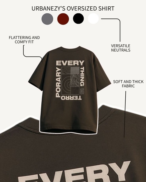oversized shirt, graphic tee, t-shirt, casual shirt, streetwear top, printed shirt, loose fit shirt, product launch, minimalist, calm, neutral, brown