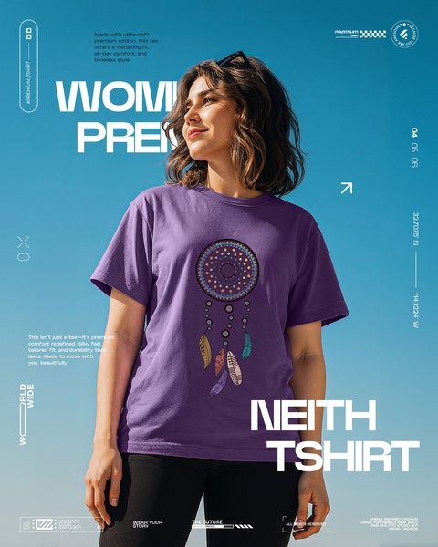 t-shirt, tee, shirt, top, graphic tee, casual shirt, cotton shirt, product launch, brand awareness, modern typography, lifestyle, bold, fresh, blue, purple
