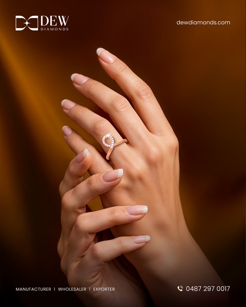 A close-up, soft-lit studio shot of a hand wearing a delicate, diamond-encrusted ring to emphasize luxury and refined taste.