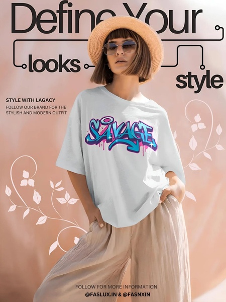 graphic tee, printed t-shirt, oversized shirt, casual top, streetwear tee, statement shirt, brand awareness, lifestyle, modern typography, warm, playful, pink, neutral
