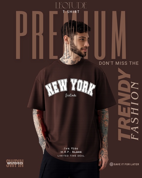t-shirt, tee, shirt, graphic tee, casual shirt, men's shirt, short sleeve shirt, limited time deal, sale promotion, editorial, luxurious, bold, brown, neutral