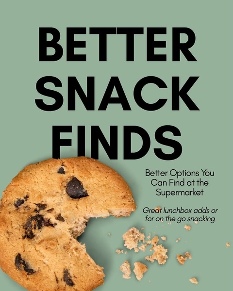 A clean, pastel-green background featuring a single chocolate chip cookie and direct text-based value propositions for on-the-go snacking.