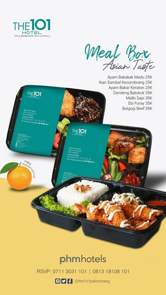 This creative showcases multiple meal box varieties with clear text overlays and a high-contrast color scheme to highlight menu options and pricing.