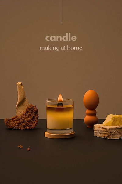 candle making kit, candle supplies, wax melting kit, diy candles, craft kit, candle wax, wick supplies, product launch, minimalist, warm, luxurious, brown, orange