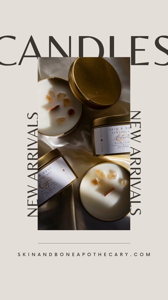 candles, scented candles, home fragrance, wax candles, aromatherapy candles, luxury candles, ritual candles, new arrival, minimalist, modern typography, luxurious, calm, neutral, gold