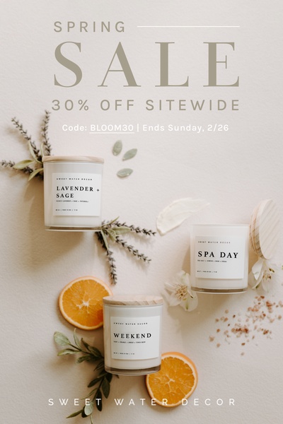 candles, scented candles, home fragrance, aromatherapy candles, soy candles, decorative candles, sale promotion, flat lay, minimalist, calm, fresh, neutral, orange, spring campaign