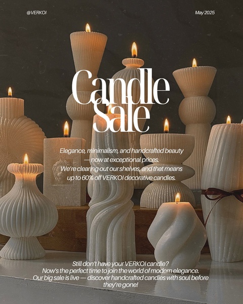 candles, decorative candles, home candles, scented candles, pillar candles, sale promotion, clearance sale, minimalist, editorial, luxurious, warm, neutral, brown