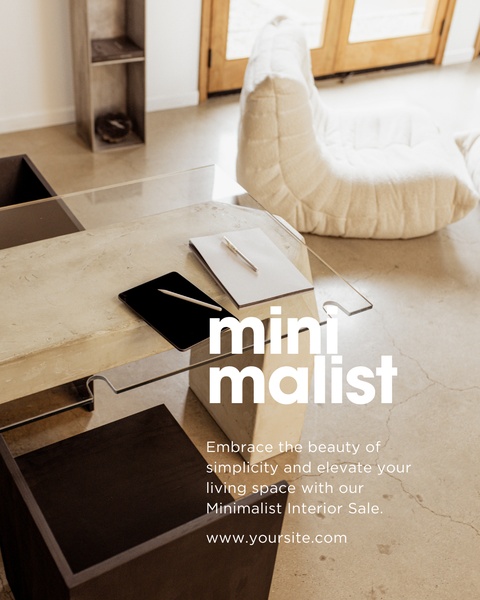 A clean, lifestyle-focused ad creative featuring a minimalist workspace setup with a clear, direct promotional offer.
