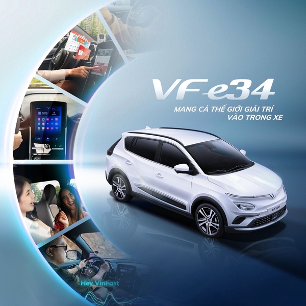 This 1:1 creative displays the electric vehicle's interior entertainment capabilities through a split-screen collage effect, bridging product features with lifestyle usage.