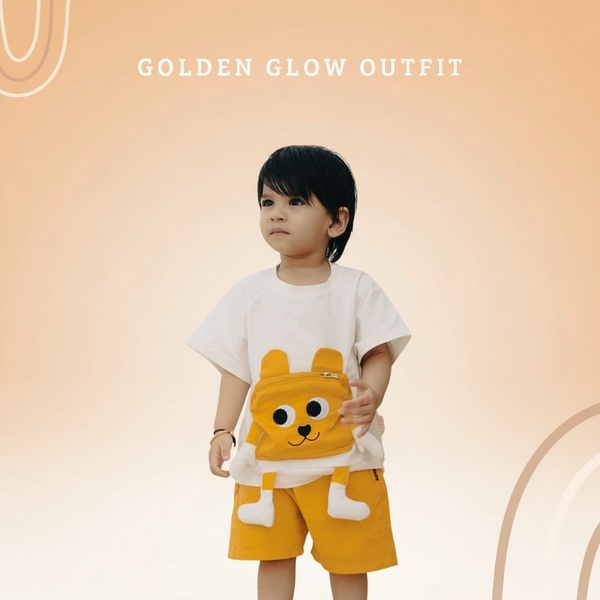 toddler clothing set, kids outfit, children's clothing, toddler shirt and shorts, kids matching set, toddler summer outfit, children's playwear, new arrival, minimalist, playful, warm, orange, neutral