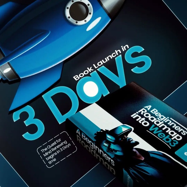 A high-contrast 1:1 square ad creative featuring a 3-day countdown and a visual representation of a Web3 beginner roadmap.