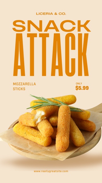 A high-contrast, minimalist promotional graphic for mozzarella sticks featuring a clear price point and clean product photography.