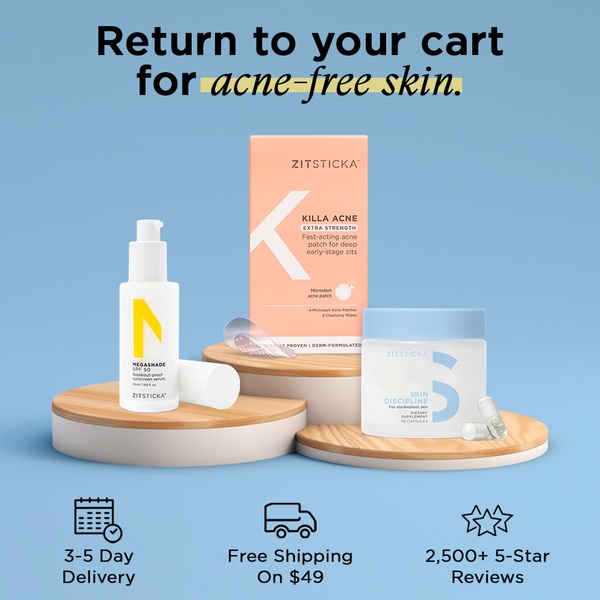 acne treatment, skincare products, acne patches, face serum, skin supplements, acne care, skincare set, free shipping, social proof, minimalist, calm, trustworthy, blue, neutral
