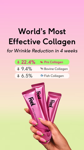 collagen cream, anti aging cream, wrinkle cream, face cream, skincare cream, collagen skincare, anti wrinkle treatment, product launch, social proof, lifestyle, modern typography, playful, fresh, pink, green