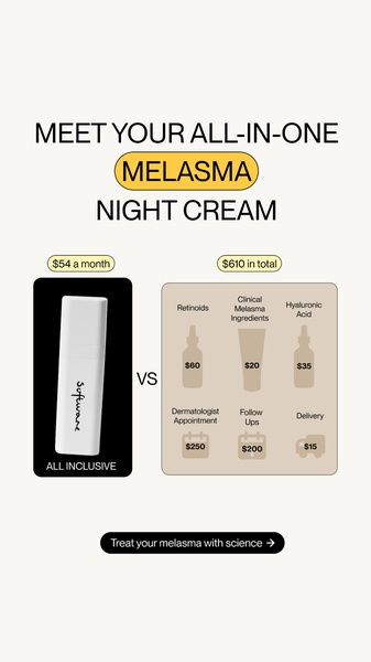 night cream, face cream, anti-aging cream, skincare cream, melasma cream, retinoid cream, facial moisturizer, product launch, bundle offer, minimalist, modern typography, trustworthy, fresh, neutral, yellow