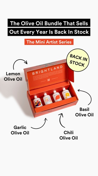 A high-conversion 9:16 vertical ad featuring a limited edition mini bundle of flavored olive oils with clear product labeling and a scarcity-driven hook.