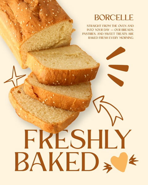 bread, bakery items, fresh bread, baked goods, loaf bread, brand awareness, minimalist, warm, fresh, brown, neutral