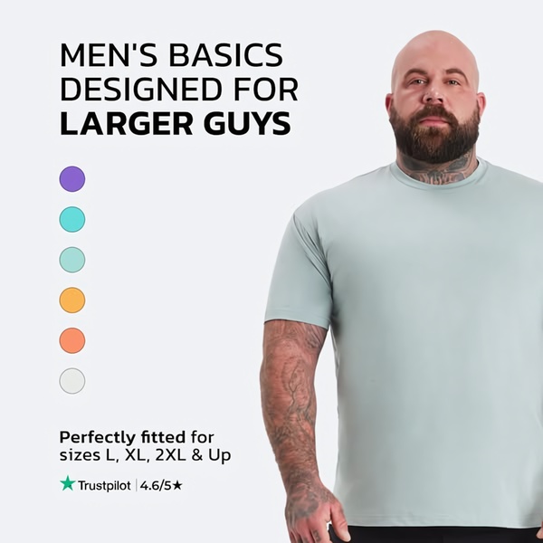 t-shirt, basic tee, crew neck shirt, short sleeve shirt, casual shirt, product launch, social proof, minimalist, trustworthy, calm, neutral, pastel