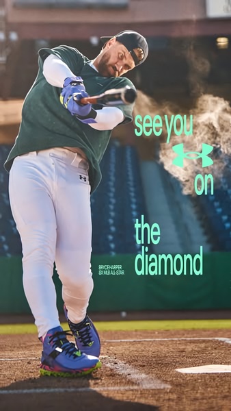 This 9:16 vertical ad creative captures a professional athlete mid-swing, using motion and branding to emphasize elite-level performance.