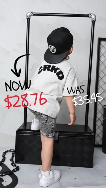 kids clothing, toddler outfit, children's apparel, kids streetwear, youth clothing, toddler clothing set, sale promotion, lifestyle, energetic, neutral, red