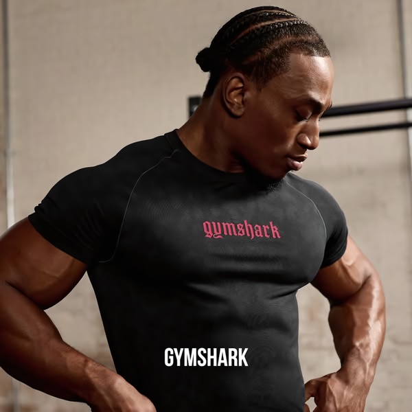 workout t-shirt, athletic shirt, gym top, performance shirt, fitted workout tee, brand awareness, lifestyle, bold, energetic, black, neutral