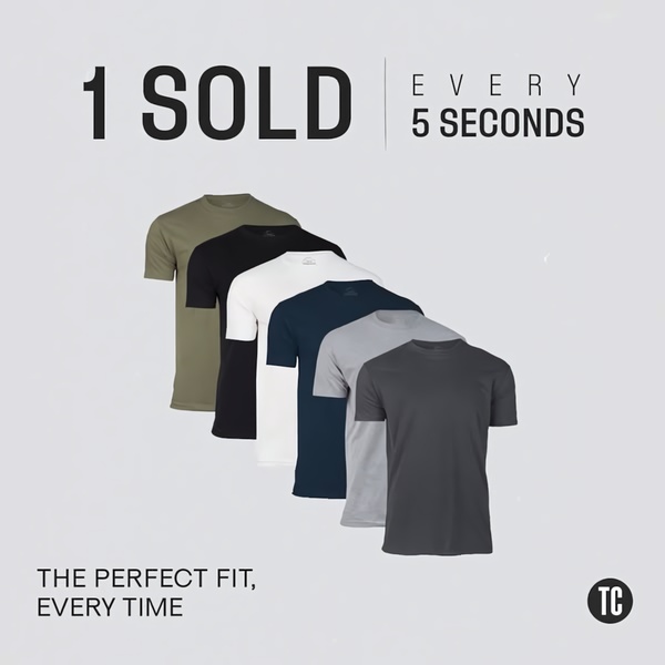 t-shirts, tees, basic shirts, crew neck shirts, short sleeve shirts, cotton shirts, casual tops, social proof, bestseller push, minimalist, trustworthy, neutral