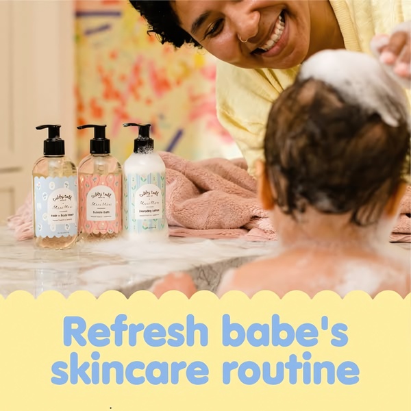 baby skincare, baby wash, baby lotion, baby bath products, toddler skincare, new arrival, bestseller push, lifestyle, playful, warm, pastel, yellow, pink