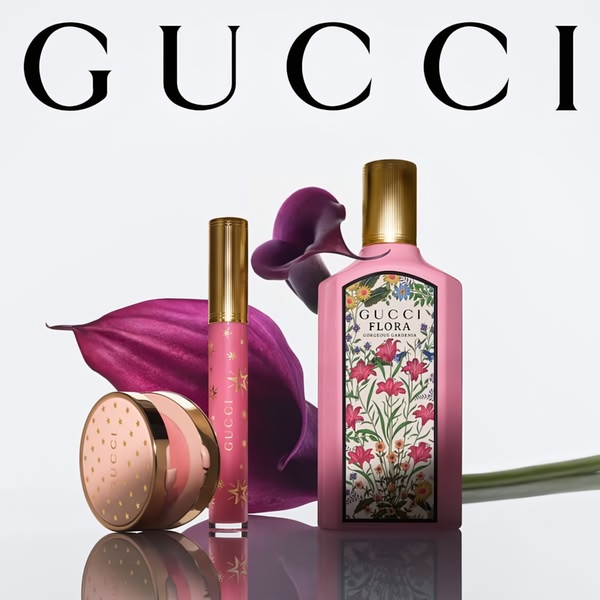 perfume bottle, liquid lipstick, face compact, makeup set, beauty collection, fragrance bottle, bestseller push, minimalist, editorial, luxurious, calm, pink, neutral, purple