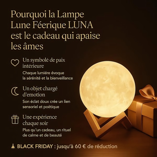 A high-contrast, atmospheric image showcasing a lunar lamp gift set with a focus on peace, emotion, and evening rituals.