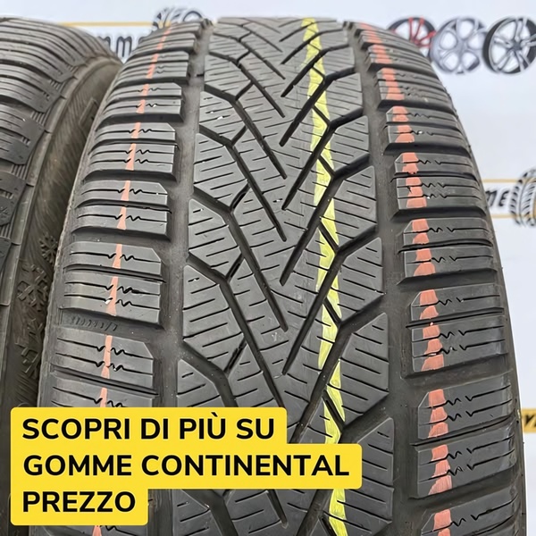 A high-contrast, direct visual of a Continental tire tread with a promotional yellow overlay text box encouraging user interaction.