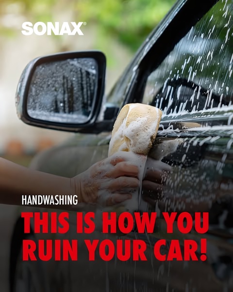 A high-contrast visual showing car wash soap on a vehicle, using an alarming headline to stop the user from scrolling.