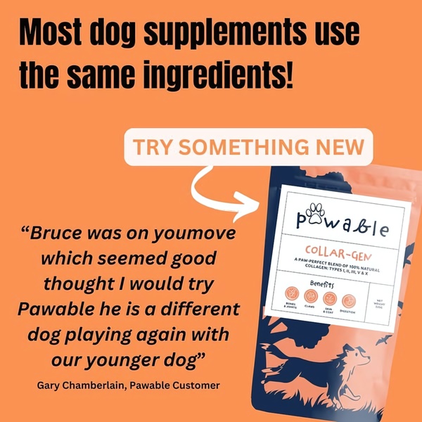 A square-ratio ad creative featuring a customer quote alongside the product image, highlighting a clear 'try something new' call to action.