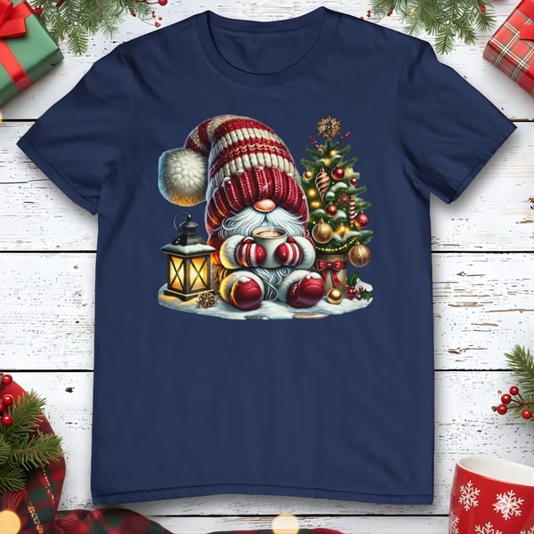 graphic t-shirt, printed t-shirt, cotton t-shirt, crew neck shirt, short sleeve shirt, holiday sale, new arrival, flat lay, warm, playful, blue, red, neutral, christmas