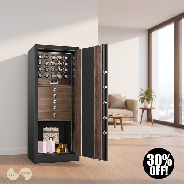 watch safe, jewelry safe, home safe, security safe, watch storage, luxury safe, watch winder safe, sale promotion, lifestyle, luxurious, trustworthy, brown, neutral