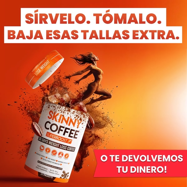 A high-energy ad for weight loss coffee utilizing vibrant orange gradients, an explosive product showcase, and a direct, risk-free benefit-driven headline.