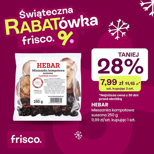 A promotional creative highlighting a seasonal sale on dried fruit mix with clear price incentives for buying multiple units.