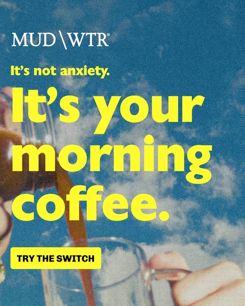 This creative utilizes a bold, high-contrast text overlay over an emotive, lo-fi lifestyle background to challenge the audience's daily habits regarding morning coffee.