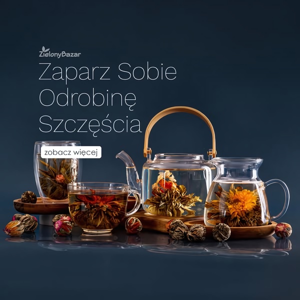 A high-quality still life image featuring a glass tea set with flowering tea, emphasizing serenity and a premium lifestyle experience.