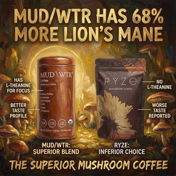 A square-format static ad highlighting a direct product comparison, using a moody, organic aesthetic to establish brand superiority.