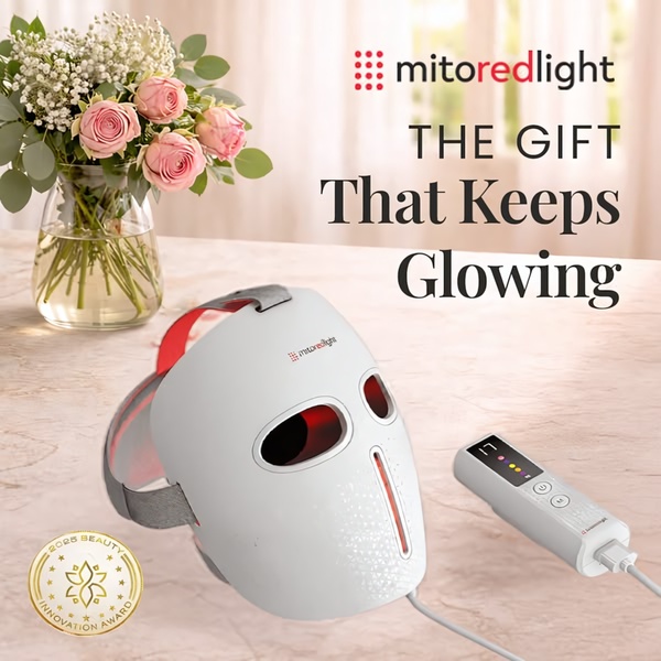 light therapy mask, led face mask, red light therapy, facial light device, beauty light mask, skincare device, phototherapy mask, product launch, brand awareness, lifestyle, luxurious, warm, neutral, pink, red