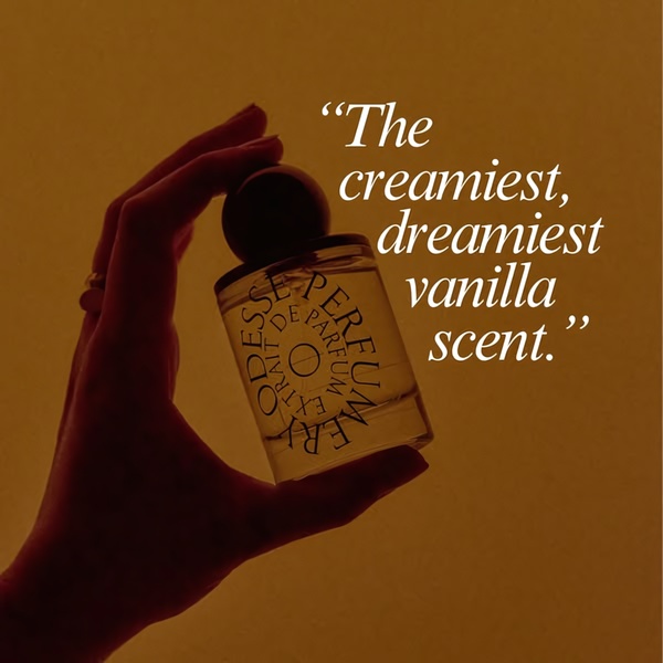 perfume, fragrance, cologne, eau de parfum, scent, vanilla perfume, product launch, lifestyle, luxurious, warm, brown, gold