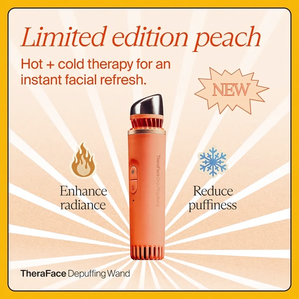 facial massage tool, face roller, skincare device, beauty tool, facial wand, massage wand, depuffing tool, product launch, new arrival, minimalist, fresh, energetic, orange, neutral
