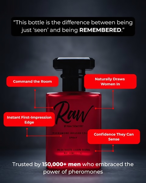 pheromone cologne, attraction cologne, mens cologne, pheromone spray, cologne for men, fragrance spray, attraction fragrance, social proof, product launch, minimalist, bold, luxurious, red, neutral