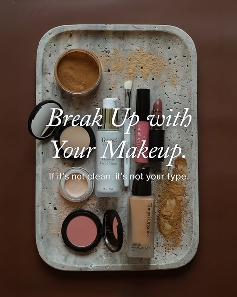 makeup, cosmetics, foundation, blush, lipstick, face primer, beauty products, brand awareness, flat lay, fresh, trustworthy, neutral, brown