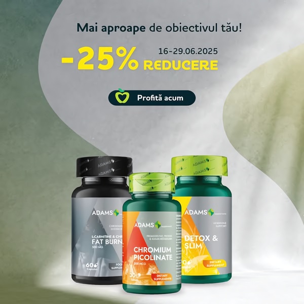 A square-formatted promotional ad for a line of dietary supplements, highlighting a 25% discount offer with clear product imagery.