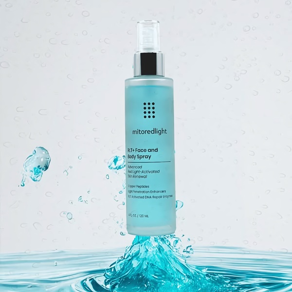 face spray, body spray, skincare spray, skin mist, facial mist, product demo, minimalist, fresh, calm, blue, neutral