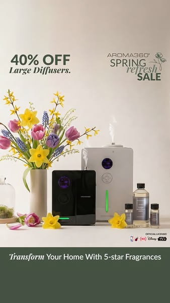 essential oil diffuser, aromatherapy diffuser, scent diffuser, home fragrance diffuser, oil diffuser, aroma diffuser, sale promotion, lifestyle, fresh, calm, neutral, yellow, pink, spring campaign