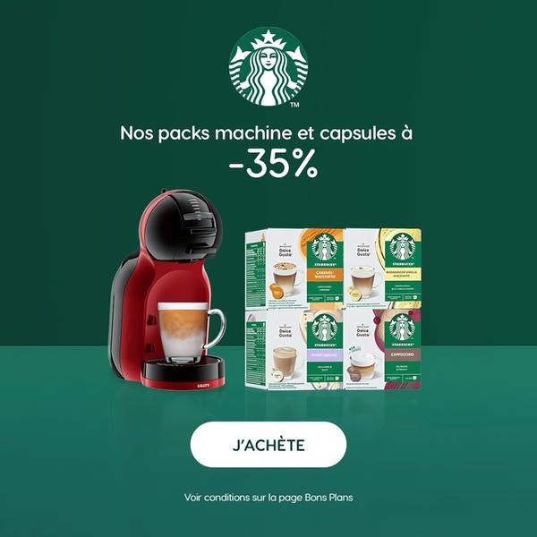 A minimalist, high-contrast promotional ad for a coffee machine and capsule set, highlighting a clear 35 percent discount offer.