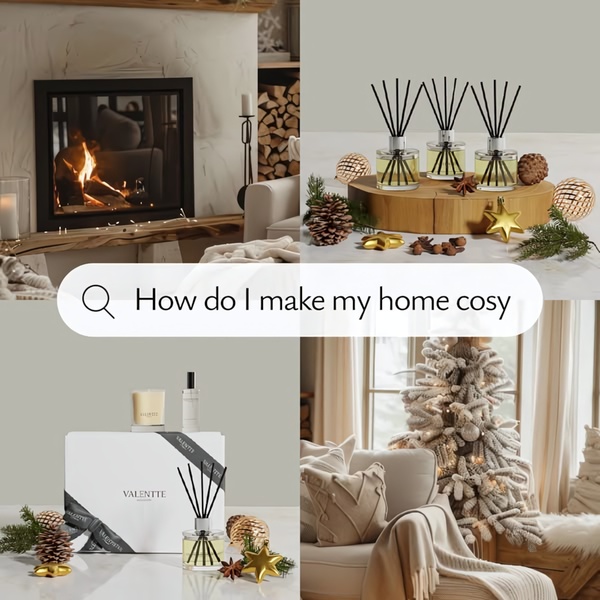reed diffuser, home fragrance, room scent, diffuser sticks, scent diffuser, aromatherapy diffuser, brand awareness, lifestyle, warm, calm, neutral, brown, christmas