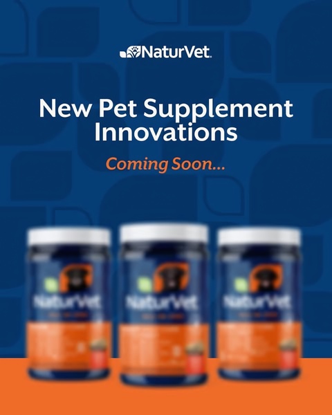 A high-contrast, minimalist teaser ad for new pet supplements, using blurred product imagery and bold text to create anticipation.